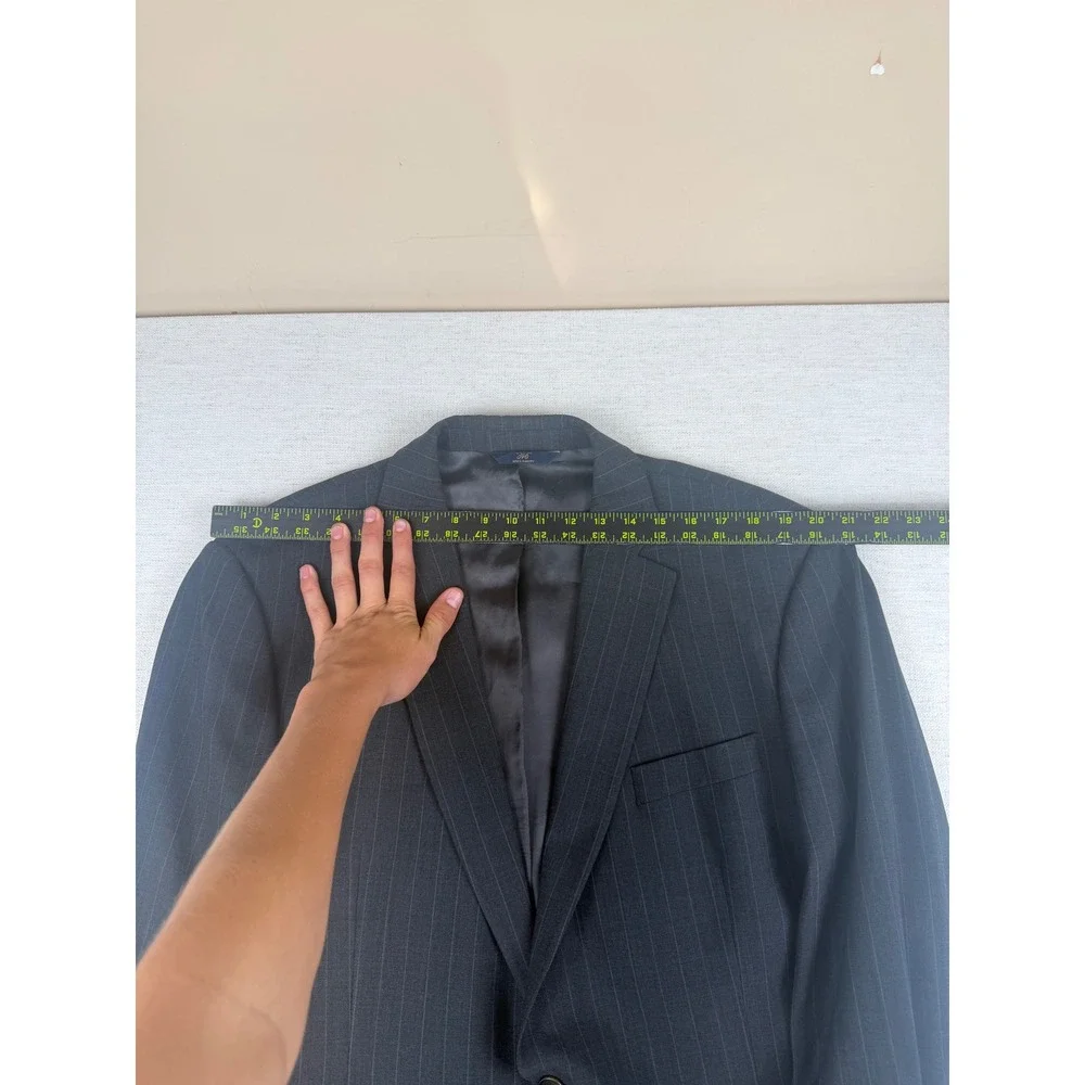 Brooks Brothers 346 Mens 46L Pinstripe Wool Stretch Blazer Charcoal‎ Grey